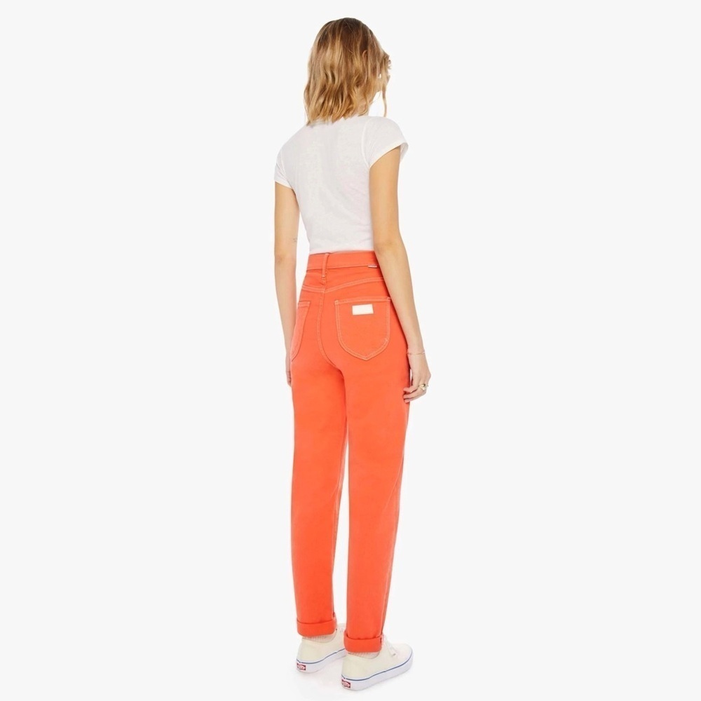 Mother The Tune Up Bona Fide Hover Slim Straight Jean Play Date Hot Coral 29 - Picture 2 of 16